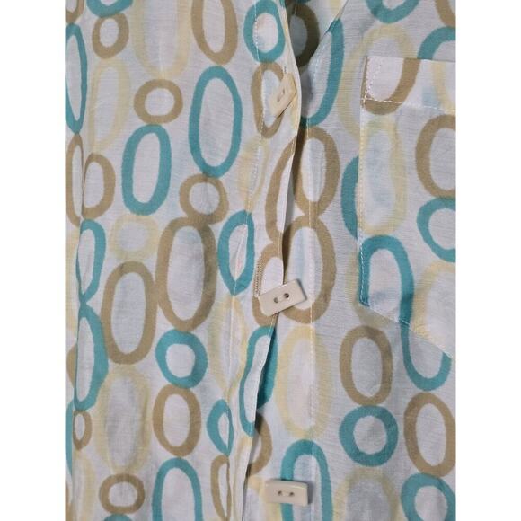 Multiples Sz Small Colorful Rayon ART-to-WEAR Blouse Button Front Asymmetrical - Picture 6 of 7